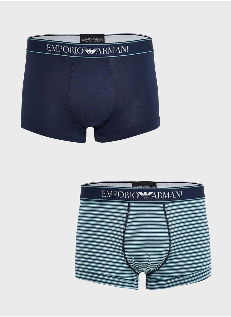 EMPORIO ARMANI 2 Pack Logo Band Assorted Trunks