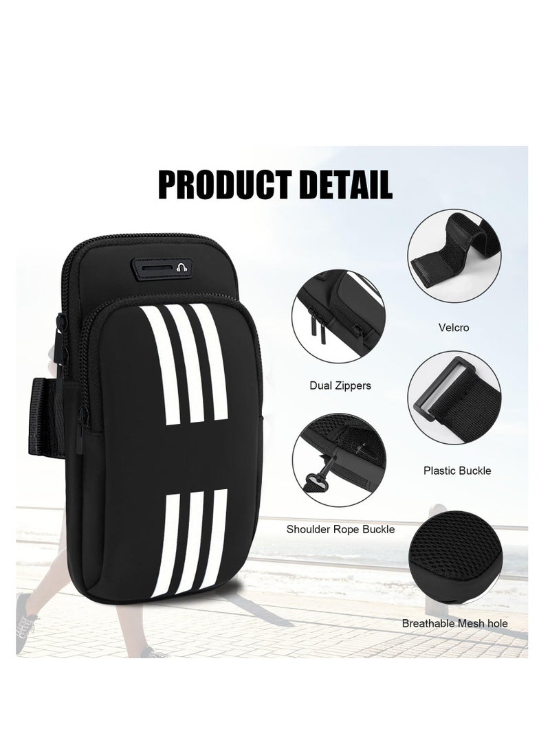 SYOSI Phone Holder for Running Armband Cell Phone Purse Crossbody for Women Men Kids,iPhone 14 13 12 11 Pro Max Xs Xr X 8 7 6 Plus SE Mini Pouch,Galaxy S23 S22 S21 Ultra Edge Note 20 Arm Bag Black  - Image 4