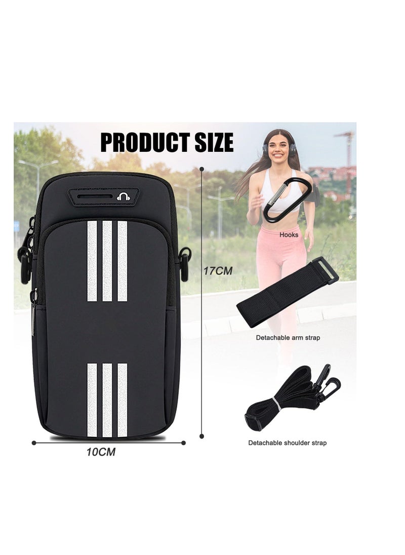 SYOSI Phone Holder for Running Armband Cell Phone Purse Crossbody for Women Men Kids,iPhone 14 13 12 11 Pro Max Xs Xr X 8 7 6 Plus SE Mini Pouch,Galaxy S23 S22 S21 Ultra Edge Note 20 Arm Bag Black  - Image 3