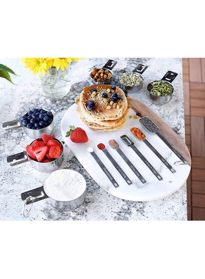 NIBEMINENT 13 Piece Steel Measuring Cups And Spoons Set Silver - Image 5