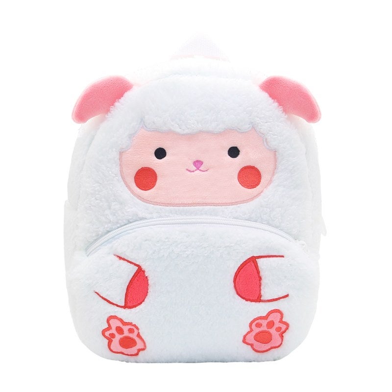 Plush Kids Backpack, Lamb Animal Design, Soft Lightweight School Bag for Toddlers and Preschool Kids - Image 1