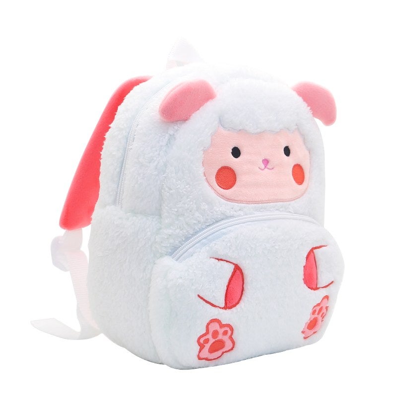 Plush Kids Backpack, Lamb Animal Design, Soft Lightweight School Bag for Toddlers and Preschool Kids - Image 2