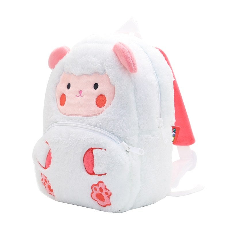 Plush Kids Backpack, Lamb Animal Design, Soft Lightweight School Bag for Toddlers and Preschool Kids - Image 3