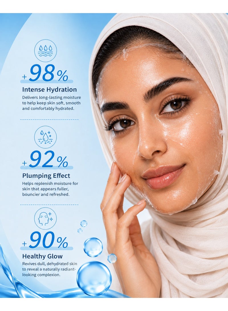 BIOAQUA Hyaluronic Acid Facial Sheet Mask for Women | Brightens, Soothes & Deeply Hydrates Dull Dry Skin | Crystal Clarity Repair Formula | Daily Skincare All Skin Types | Pack of 5 | 25g Each - Image 3