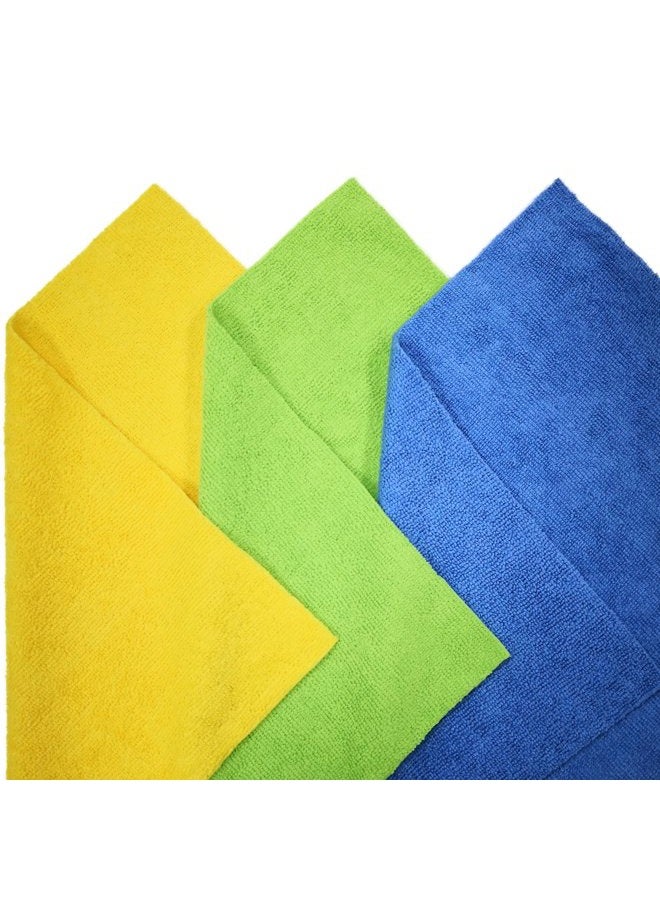Polyte Microfiber Cleaning Cloth Ultrasonic Cut Edgeless, 14 x 14 in (36 Pack, Blue,Green,Yellow) - Image 2