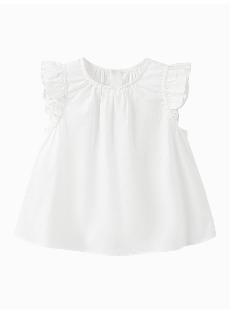 ميني بالا قميص طفل زبائن بأكمام رفوف أنيقة، قطعة ناعمة وقابلة للتنفس، طوق دائري مع مفتاح أزرار في الخلف، مثالي للارتداء اليومي وللتوازنات والاجتماعات غير الرسمية قميص طفل - Image 4