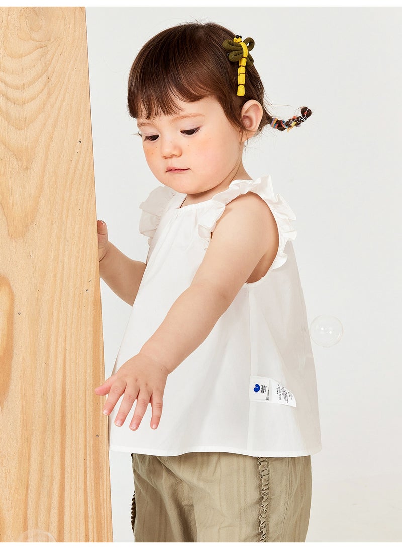 ميني بالا قميص طفل زبائن بأكمام رفوف أنيقة، قطعة ناعمة وقابلة للتنفس، طوق دائري مع مفتاح أزرار في الخلف، مثالي للارتداء اليومي وللتوازنات والاجتماعات غير الرسمية قميص طفل - Image 2