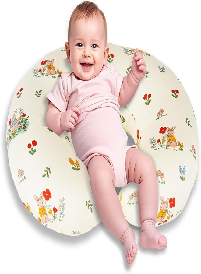 LittleDuds Baby Feeding Pillow for New Born Baby, Breastfeeding & Nursing Pillow with Removable Cover, Infant Support Cushion for 0–24 Months, Tummy Time Pillow | Cottage Care (Bunny) - Image 1