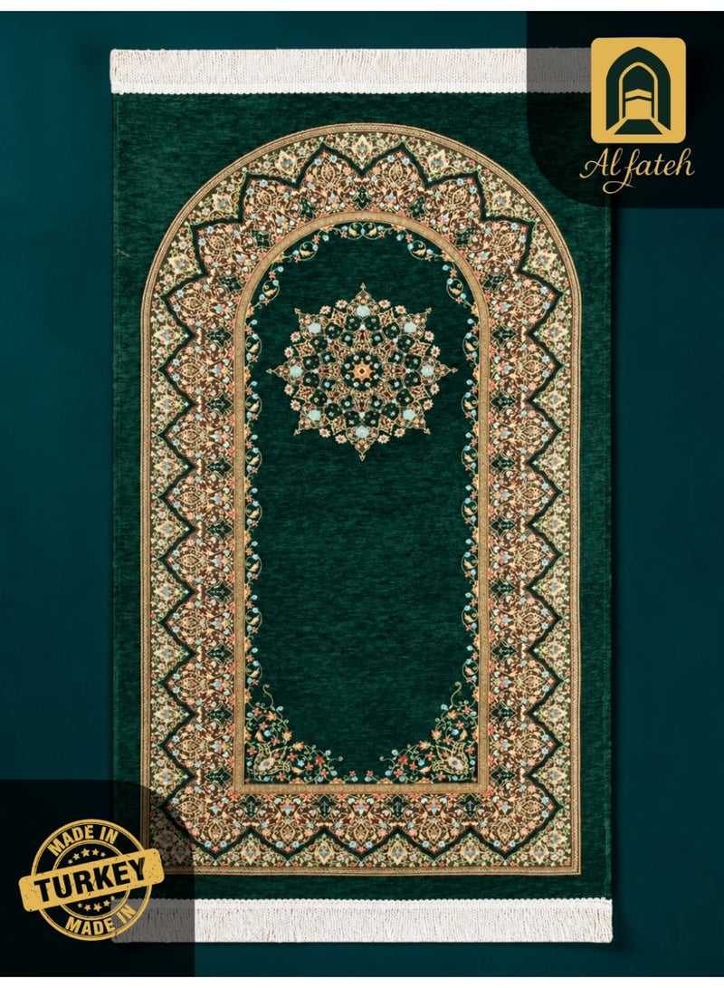 الفاتح سجادة صلاة شانيل تركية فاخرة مبطنة بالإسفنج الحراري بتصميم إسلامي حصري مميز مقاس 120×70 سم - Image 1