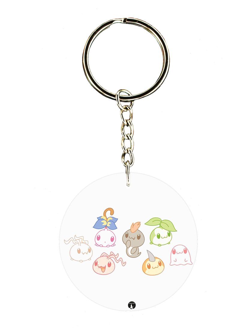 Double Side Anime Digimon Printed Keychain
