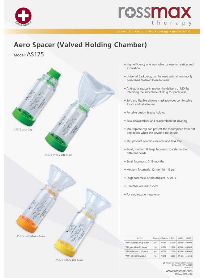 Rossmax Rossmax Valved Holding Chamber BPA-free for 5 years and Above Adults (Large ,Green)  - Image 3