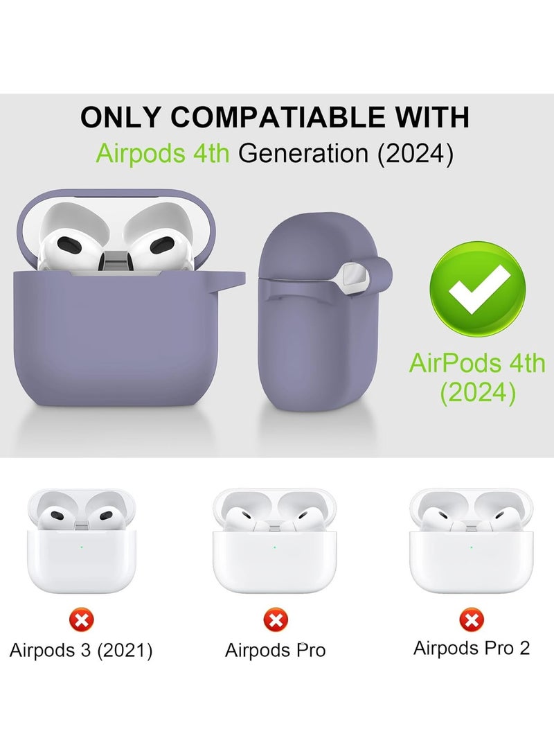 ACLIX Silicone Case For AirPods 4, Anti-Shock, Anti-Drop, Anti-Dust, Visible LED Light, Protective Cover with Keychain and Lanyard Compatible With AirPods 4th Generation 2024 (Lavender Purple) - Image 2