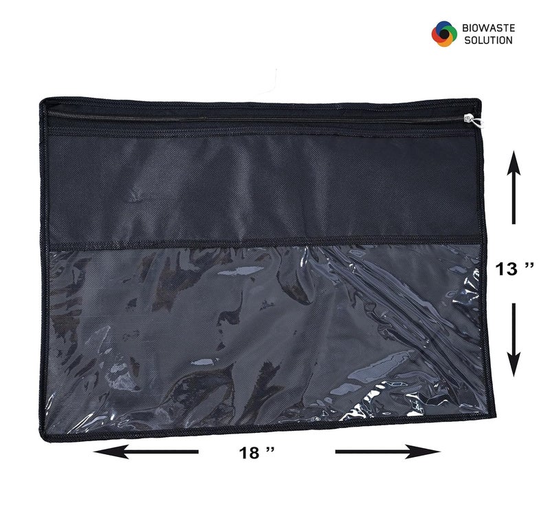 Biowaste Solution Foldable Saree CoversClothes Storage BagWardrobe Organizer With Transparent Top And Zip Singel size 18 x 13 inches Black set of 6 - Image 3