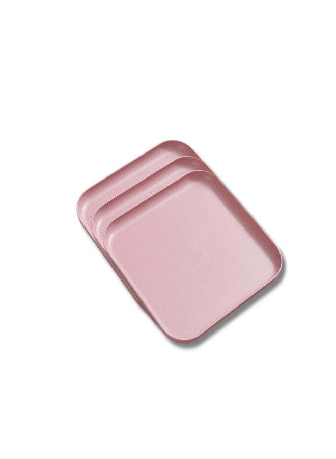 RoarCraft Wheat Straw Plates - 11 Inch Reusable Hard Dinner Plates Set of 3 - Unbreakable Microwave Safe Plates for Dessert, Camping, RV, Outdoors,Lunch,Kitchen Dishes(Nordic Pink, 29 CM, Set of 3) - Image 1
