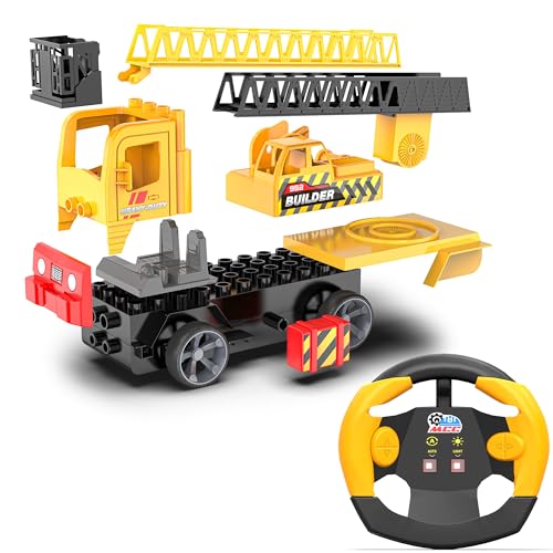 Mirana Build Your Own RC Construction Toy Set for Kids - Remote Control Truck - Multiple Assembly with Auto Drive Mode - AA Battery Operated - Gift for Boys & Girls 4+ Years (Crane) - Image 1