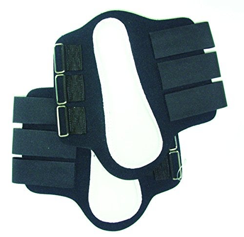 Intrepid International Splint Boots with White Leather Patches, Medium, Black - Image 5