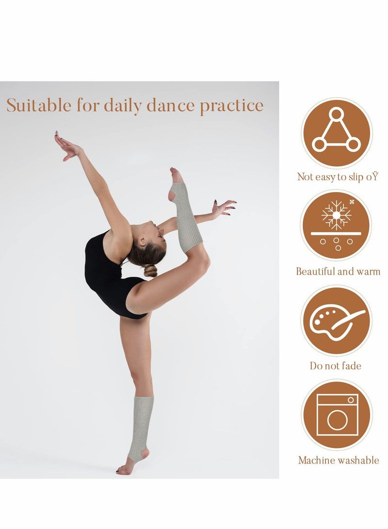 SYOSI Knitted Yoga Socks, Stirrup Leg Warmers Straight Over The Knee Crochet Dance Ballet for Women Girls - Image 4