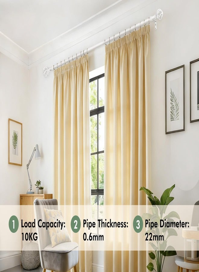 USFOOK White Curtain Rod 32 to 58 Inches (2.6 to 4.8 ft), USFOOK 7/8 Curtain Rods for Windows, Telescoping Splicing Drapery Rods with Twisted Cage Finials - Image 5