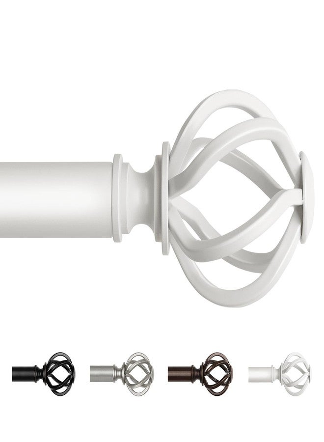 USFOOK White Curtain Rod 32 to 58 Inches (2.6 to 4.8 ft), USFOOK 7/8 Curtain Rods for Windows, Telescoping Splicing Drapery Rods with Twisted Cage Finials - Image 1