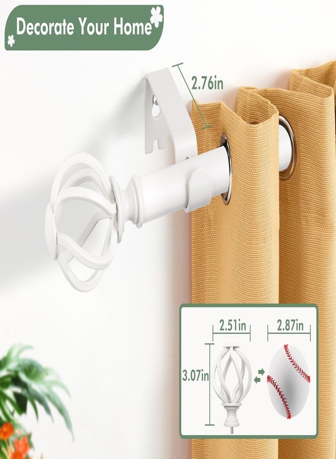USFOOK White Curtain Rod 32 to 58 Inches (2.6 to 4.8 ft), USFOOK 7/8 Curtain Rods for Windows, Telescoping Splicing Drapery Rods with Twisted Cage Finials - Image 4