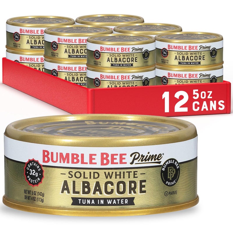 Bumble Bee Prime Solid White Albacore Tuna in Water 5 oz Easy Open Cans Pack of 12  Premium Wild Caught Tuna  32g Protein per Serving  NonGMO Project Verified Gluten Free Kosher - Image 3