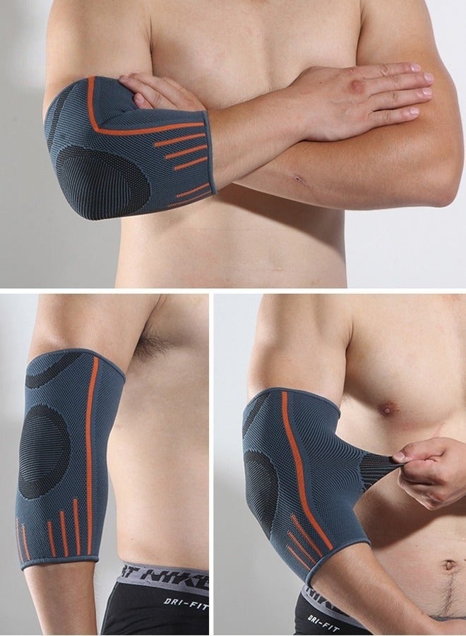 ساكن عبوة واحدة من أكمام ضغط الكوع، دعامة كوع عالية المرونة لالتهاب الأوتار ومرفق التنس للنساء والرجال، أكمام ضغط للذراع للتنس والجولف وكرة الريشة ورفع الأثقال وكرة السلة والتمرين، برتقالي/رمادي (متوسط) - Image 3