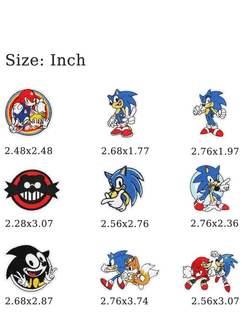Iron on Patches, 16 Pieces Embroidered Applique Sonic Patches,Sew On Iron on Patches Fabric Repair Patches Cartoon Sonic Patches for Kids Adult Clothes Jeans Jackets Hats Shoes Backpacks  - Image 2
