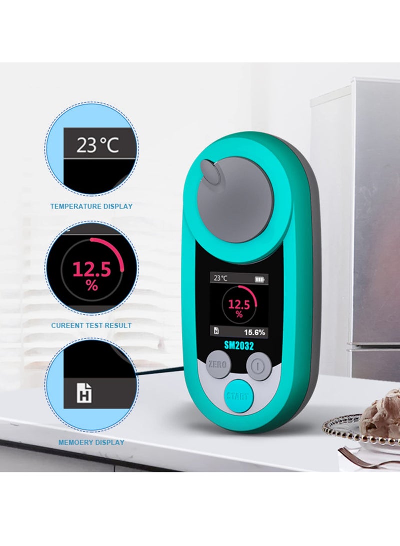 مقياس الانكسار الرقمي لمقياس السكر Brix نطاق 0-32% دقة ±0.2% مقياس دقيق للفواكه مع تعويض تلقائي لدرجة الحرارة شاشة LCD ملونة مقاومة للماء والغبار IP65 تصحيح صفر درجة - Image 5