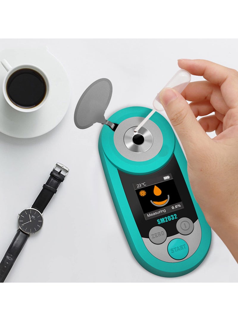مقياس الانكسار الرقمي لمقياس السكر Brix نطاق 0-32% دقة ±0.2% مقياس دقيق للفواكه مع تعويض تلقائي لدرجة الحرارة شاشة LCD ملونة مقاومة للماء والغبار IP65 تصحيح صفر درجة - Image 2
