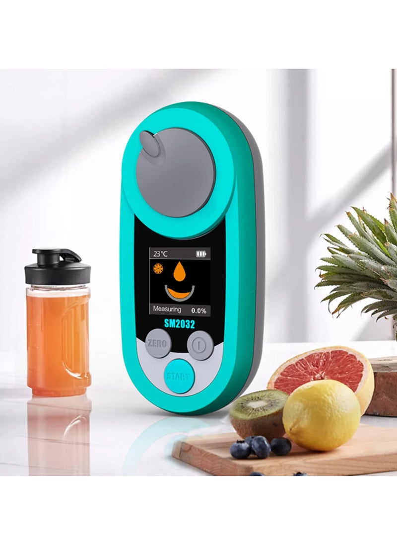 مقياس الانكسار الرقمي لمقياس السكر Brix نطاق 0-32% دقة ±0.2% مقياس دقيق للفواكه مع تعويض تلقائي لدرجة الحرارة شاشة LCD ملونة مقاومة للماء والغبار IP65 تصحيح صفر درجة - Image 3