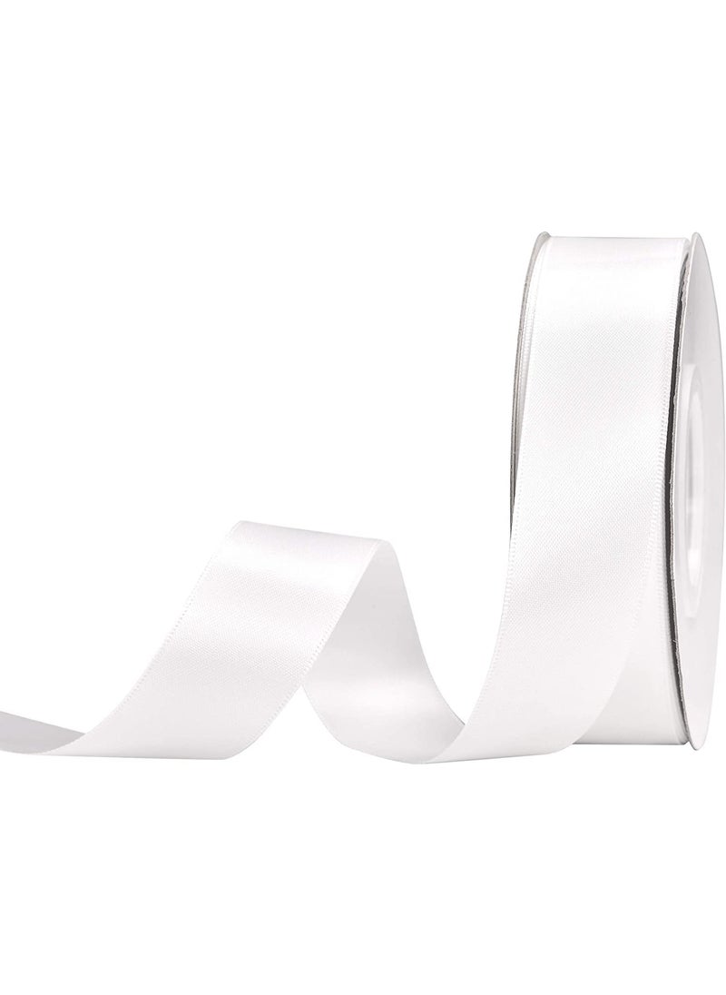 Dreamlover Dreamlover 1 inch White Double Faced Polyester Satin Ribbon for Decoration Party Gift Wrapping Birthday Hair Bows Clips Wedding Arts Crafts Projects Fabric Sewing, No Color Fading Ribbons (18 Meter)  - Image 1
