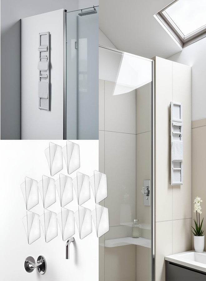 Jizlan 10Pcs Transparent Wall Mounted Replacement Sticky Pads for Kitchen Bathroom Shower Caddy Organizer Rack Holder Nail Free Adhesive Hooks Bathroom Accessories (Double-Sided Sticker) - Image 5