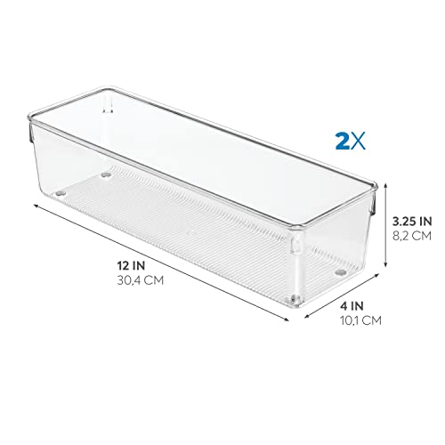 InterDesign iDesign Utensil Holder and Silverware Organizer for Kitchen Utensils and Countertop Storage, The Linus Collection – Set of 2, 4" x 12" x 3", Clear - Image 2