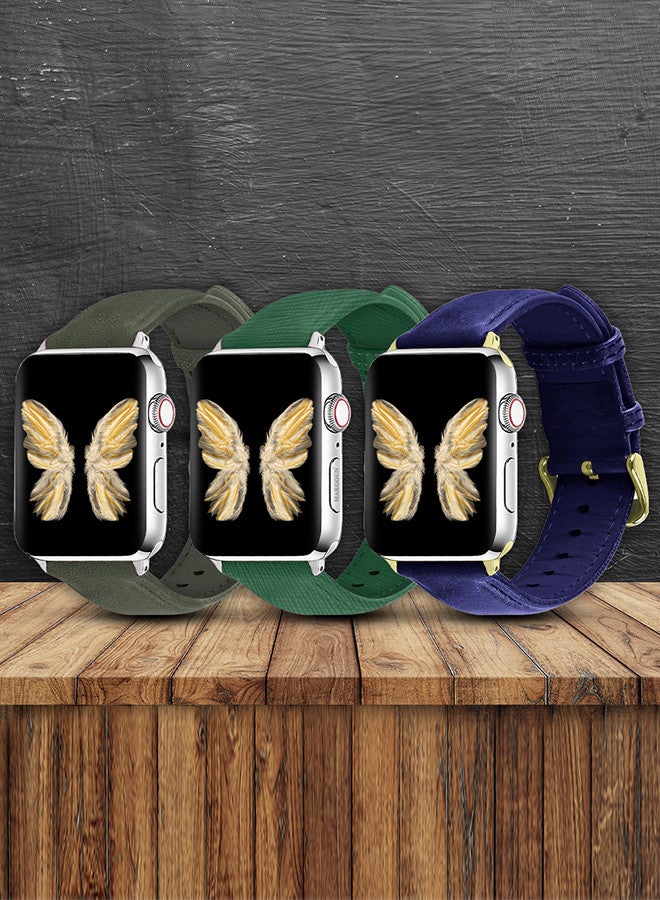 CATANES 3 Pack For Apple Watch Band 38mm/40mm/41mm Leather Band Buckle Strap Wristband Compatible with Apple watch series 7/6/5/4/3/2/1/SE - Image 2