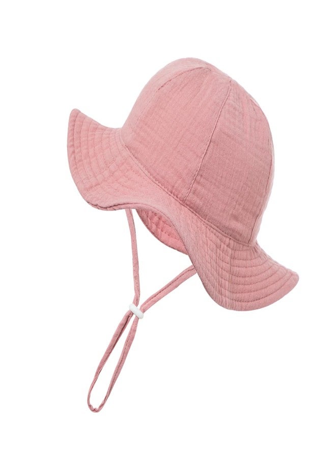 Nishine Baby Sun Hat Beach Sun Protection Girls Fisherman Hat Toddler Bucket Hat (Dusty Pink) - Image 1