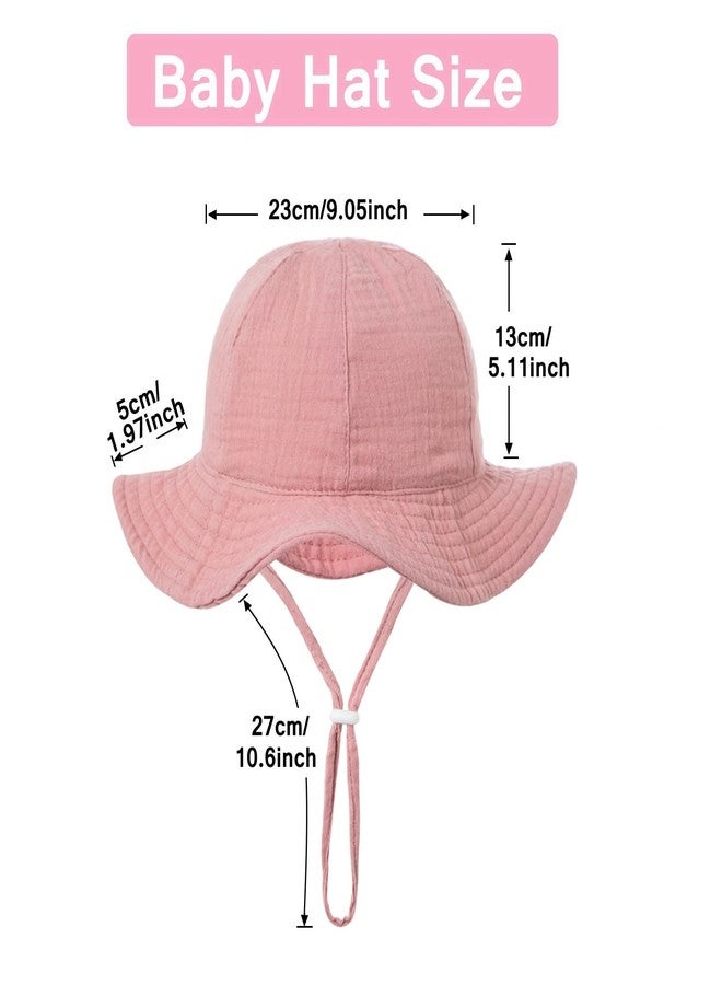Nishine Baby Sun Hat Beach Sun Protection Girls Fisherman Hat Toddler Bucket Hat (Dusty Pink) - Image 2