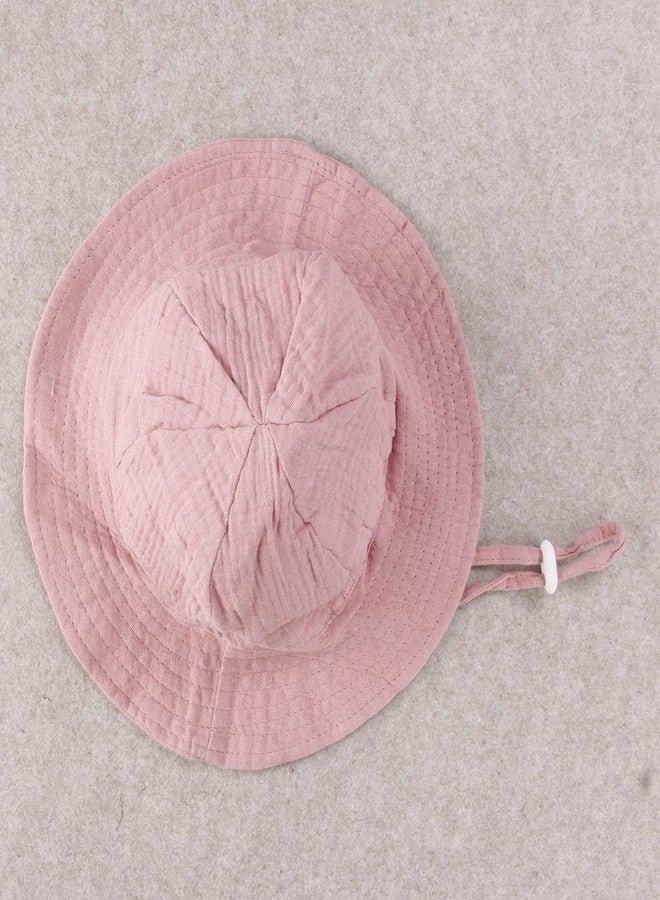 Nishine Baby Sun Hat Beach Sun Protection Girls Fisherman Hat Toddler Bucket Hat (Dusty Pink) - Image 4