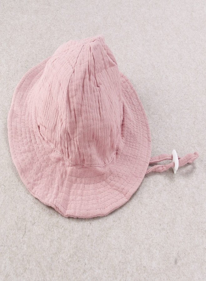 Nishine Baby Sun Hat Beach Sun Protection Girls Fisherman Hat Toddler Bucket Hat (Dusty Pink) - Image 3