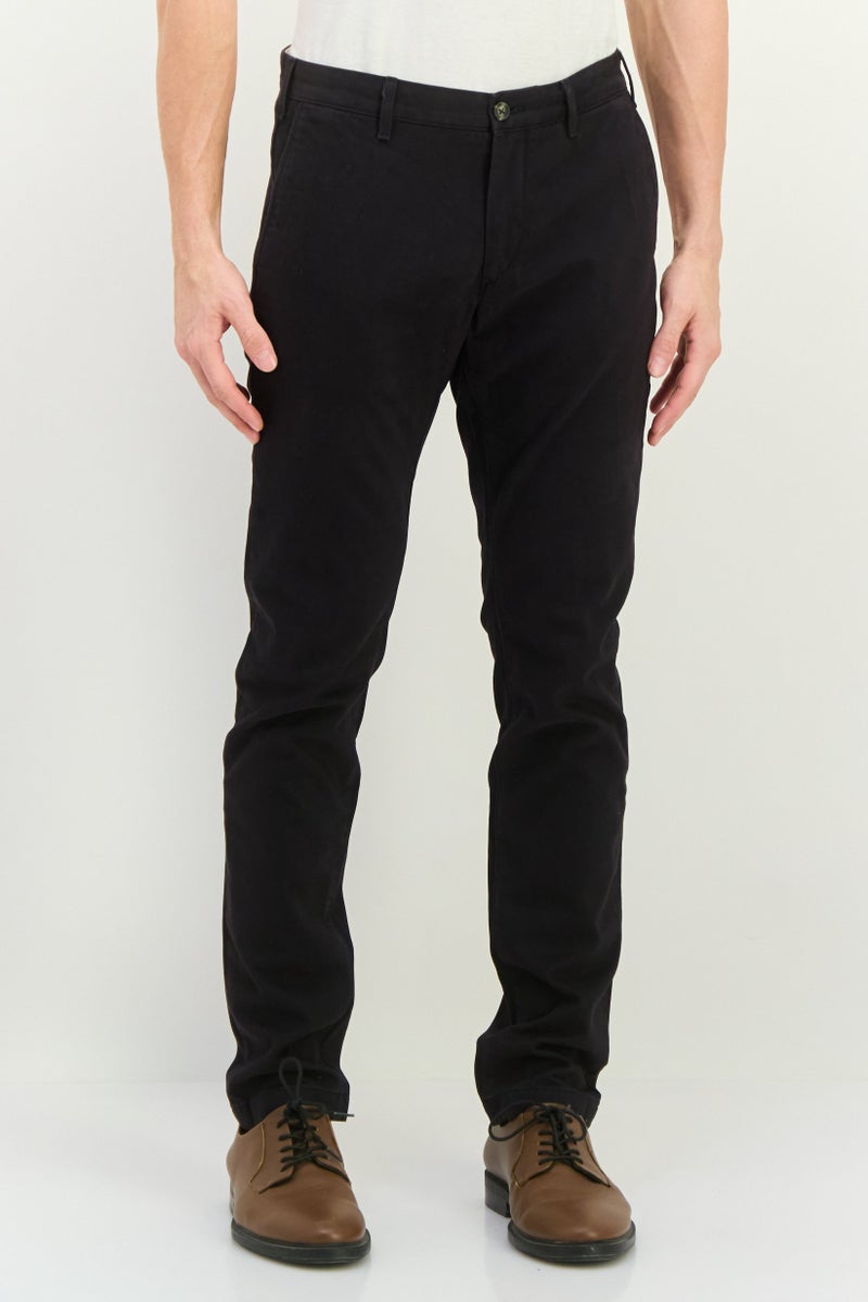GANT Men Slim Fit Solid Straight Leg Pants, Black - Image 1