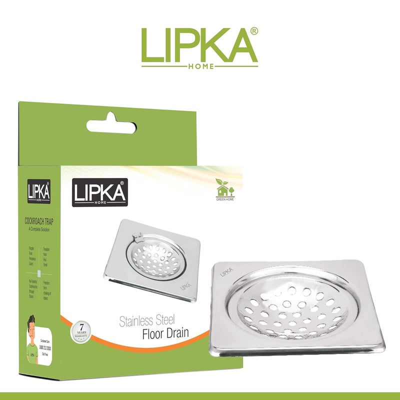 Lipka LIPKA Eon Square Floor Drain Premium Stainless Steel 6 x 6 Inches - Image 3