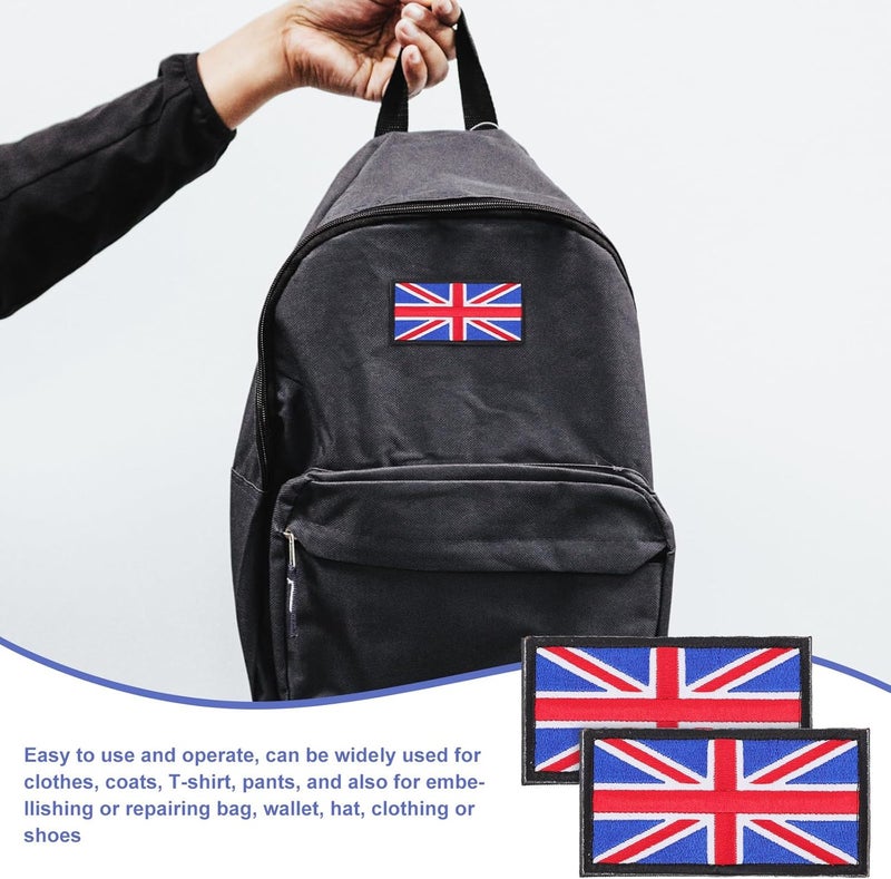 ULTECHNOVO British Flag Embroidered Patch 2pcs Set Blue and Black Edges, Iron-on UK Flag Appliques for DIY Clothing, Backpacks, and Outdoor Accessories - Image 3
