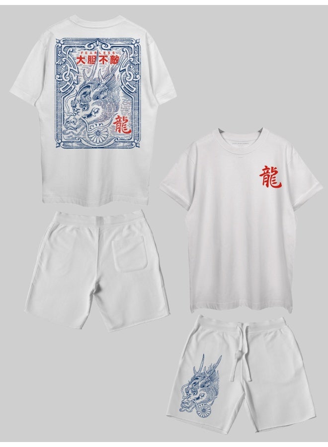 THREADCURRY THREADCURRY Be Fearless Printed Co-ord Set for Men - Half Sleeve Oversized T-Shirt and Shorts  - Image 1