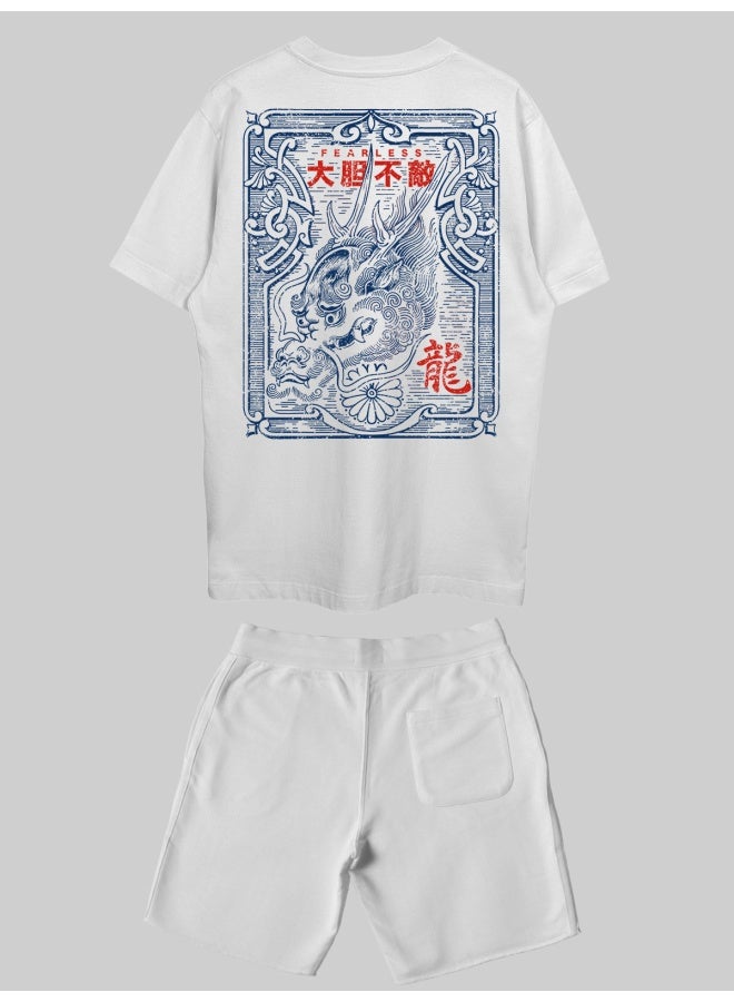 THREADCURRY THREADCURRY Be Fearless Printed Co-ord Set for Men - Half Sleeve Oversized T-Shirt and Shorts  - Image 2