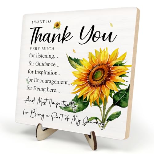 DMADNF Thank You Gifts for Women Men,Appreciation Gifts for Friends,Therapist,Nurse,Boss, Teacher,Retirement,Coworker Leaving Gift,Home Office Decor Wooden Plaque Sign (White, 5.9 x 5.9 inches) - Image 1