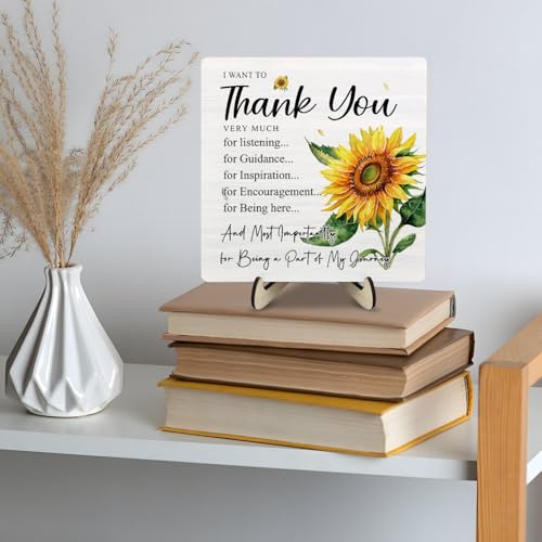 DMADNF Thank You Gifts for Women Men,Appreciation Gifts for Friends,Therapist,Nurse,Boss, Teacher,Retirement,Coworker Leaving Gift,Home Office Decor Wooden Plaque Sign (White, 5.9 x 5.9 inches) - Image 4