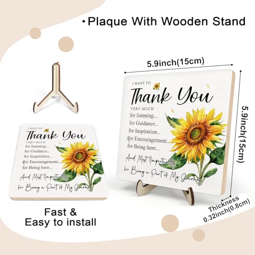DMADNF Thank You Gifts for Women Men,Appreciation Gifts for Friends,Therapist,Nurse,Boss, Teacher,Retirement,Coworker Leaving Gift,Home Office Decor Wooden Plaque Sign (White, 5.9 x 5.9 inches) - Image 2