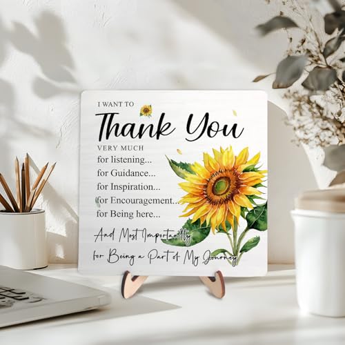 DMADNF Thank You Gifts for Women Men,Appreciation Gifts for Friends,Therapist,Nurse,Boss, Teacher,Retirement,Coworker Leaving Gift,Home Office Decor Wooden Plaque Sign (White, 5.9 x 5.9 inches) - Image 3