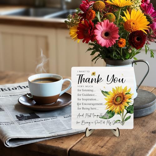 DMADNF Thank You Gifts for Women Men,Appreciation Gifts for Friends,Therapist,Nurse,Boss, Teacher,Retirement,Coworker Leaving Gift,Home Office Decor Wooden Plaque Sign (White, 5.9 x 5.9 inches) - Image 5