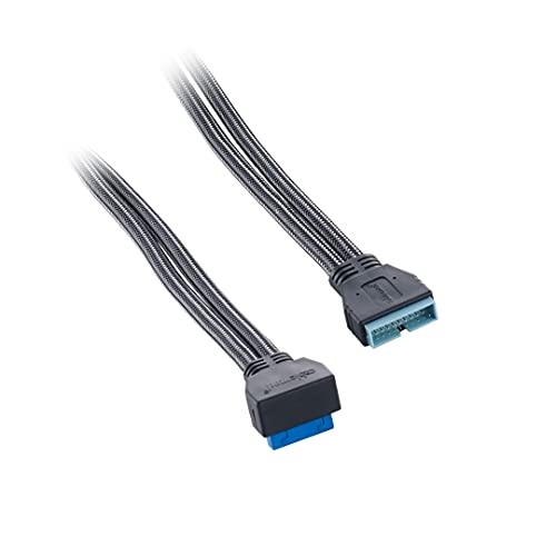 CableMod ModMesh Sleeved Right Angle Internal USB 3.0 Cable (Carbon, 50cm) - Image 2