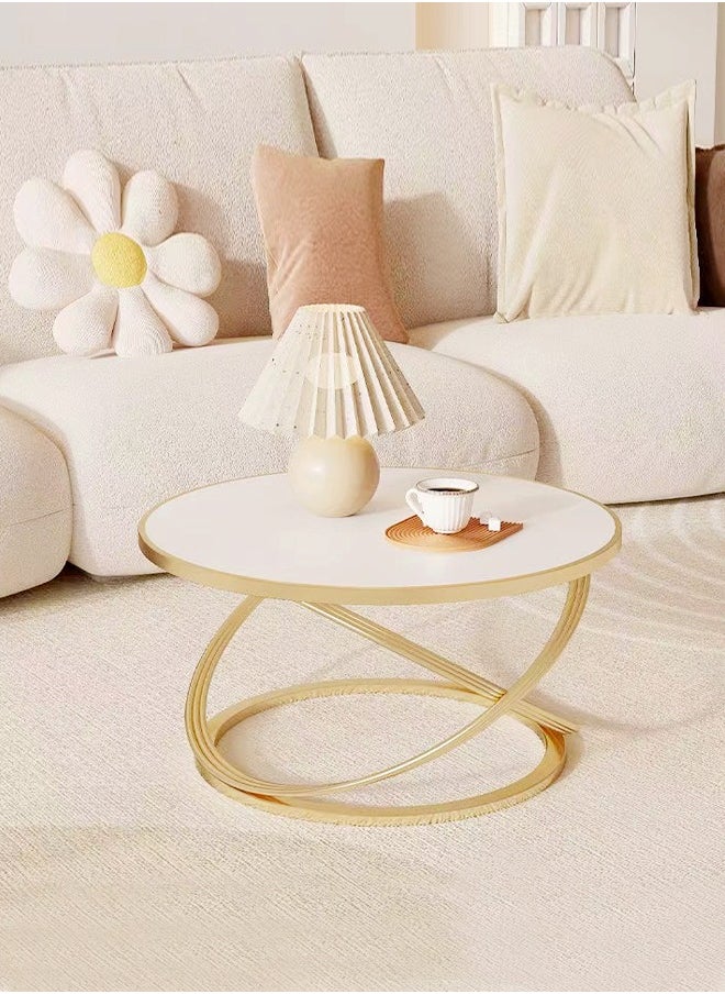 C&C Home Modern Round Edge Design Coffee Table Durable Spiral Style Iron Frame with Stone Top Center Table Side Table for Living Room Bedroom Office Furniture 60x45 cm (Fully Assembled)  - Image 5